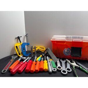 Childrens Toy Tool Set With Toolbox & Ramdom Toy Lot of  Pieces